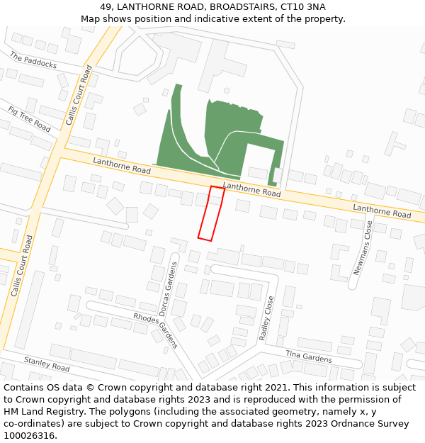 49, LANTHORNE ROAD, BROADSTAIRS, CT10 3NA: Location map and indicative extent of plot