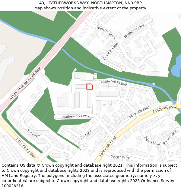 49, LEATHERWORKS WAY, NORTHAMPTON, NN3 9BP: Location map and indicative extent of plot