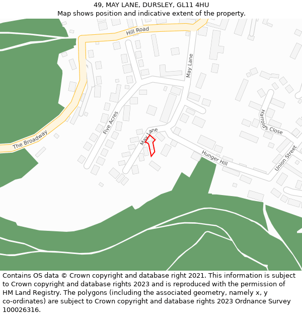 49, MAY LANE, DURSLEY, GL11 4HU: Location map and indicative extent of plot