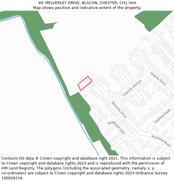 49, MELVERLEY DRIVE, BLACON, CHESTER, CH1 5AH: Location map and indicative extent of plot