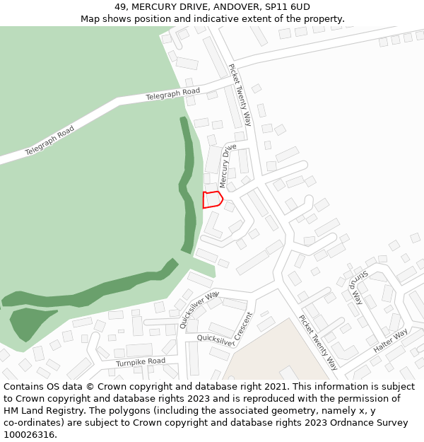 49, MERCURY DRIVE, ANDOVER, SP11 6UD: Location map and indicative extent of plot