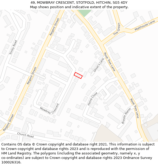 49, MOWBRAY CRESCENT, STOTFOLD, HITCHIN, SG5 4DY: Location map and indicative extent of plot