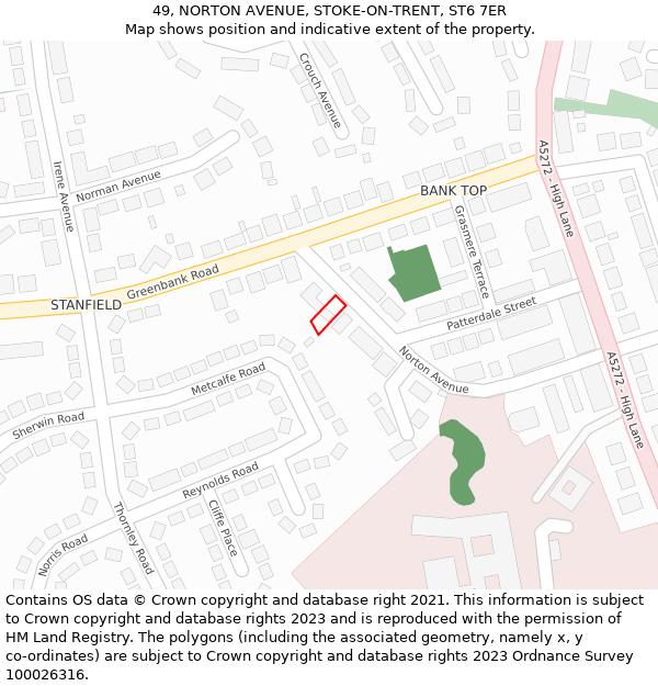 49, NORTON AVENUE, STOKE-ON-TRENT, ST6 7ER: Location map and indicative extent of plot