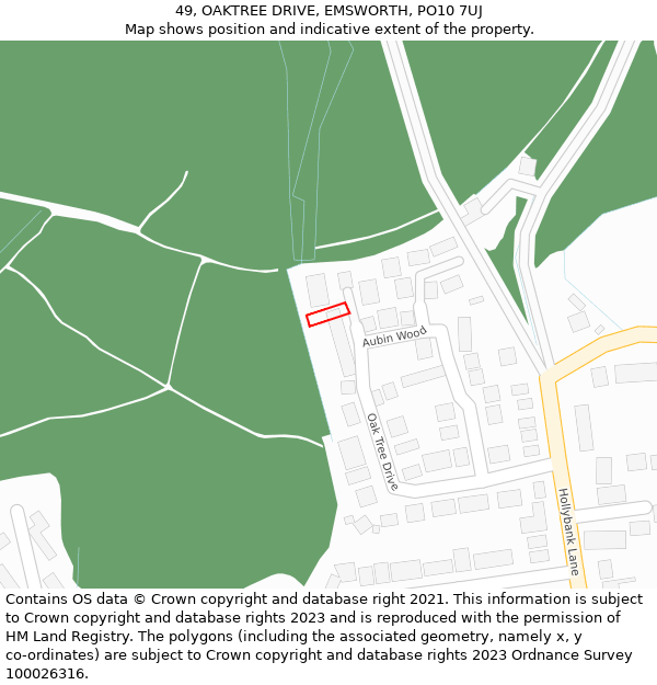 49, OAKTREE DRIVE, EMSWORTH, PO10 7UJ: Location map and indicative extent of plot