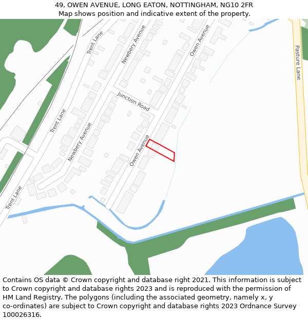 49, OWEN AVENUE, LONG EATON, NOTTINGHAM, NG10 2FR: Location map and indicative extent of plot