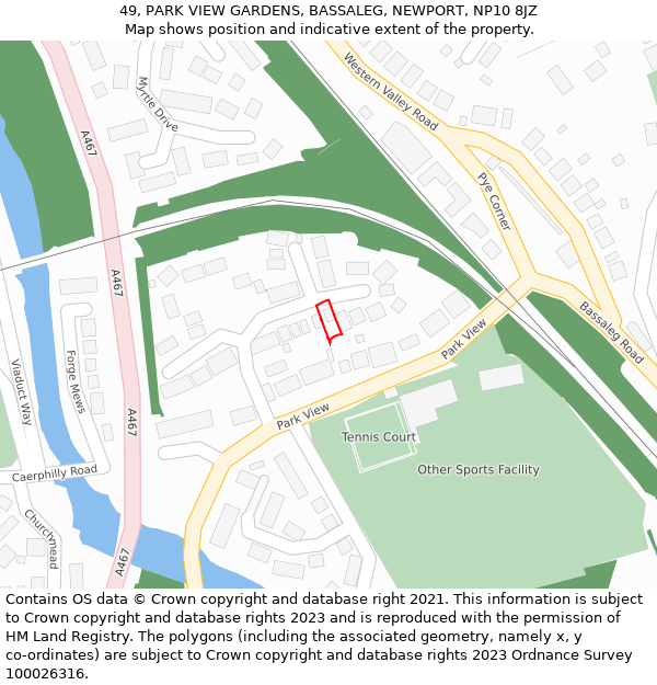 49, PARK VIEW GARDENS, BASSALEG, NEWPORT, NP10 8JZ: Location map and indicative extent of plot