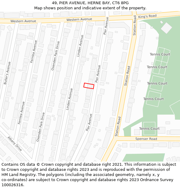 49, PIER AVENUE, HERNE BAY, CT6 8PG: Location map and indicative extent of plot