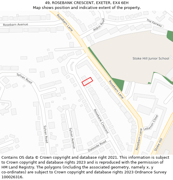 49, ROSEBANK CRESCENT, EXETER, EX4 6EH: Location map and indicative extent of plot