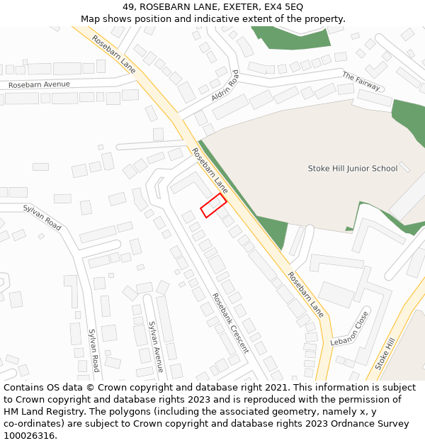 49, ROSEBARN LANE, EXETER, EX4 5EQ: Location map and indicative extent of plot