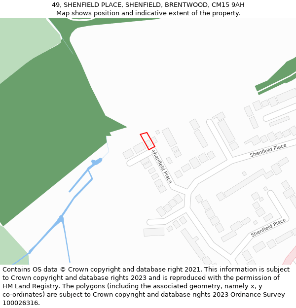 49, SHENFIELD PLACE, SHENFIELD, BRENTWOOD, CM15 9AH: Location map and indicative extent of plot
