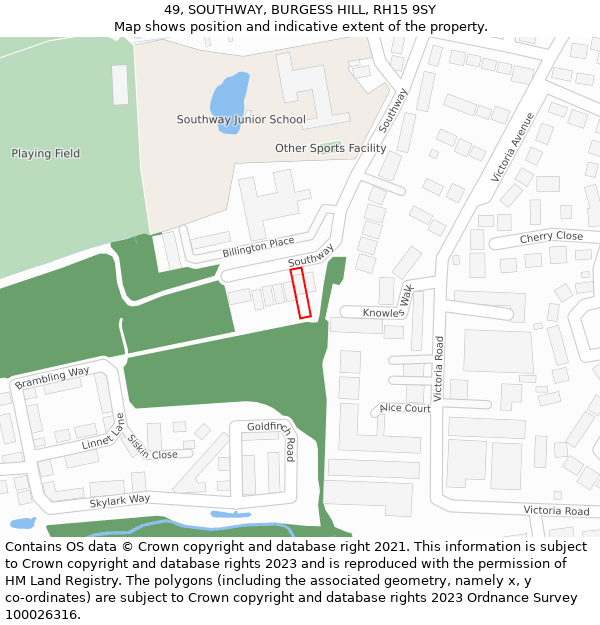 49, SOUTHWAY, BURGESS HILL, RH15 9SY: Location map and indicative extent of plot