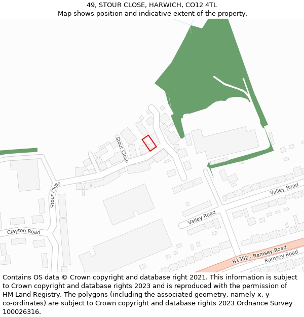 49, STOUR CLOSE, HARWICH, CO12 4TL: Location map and indicative extent of plot