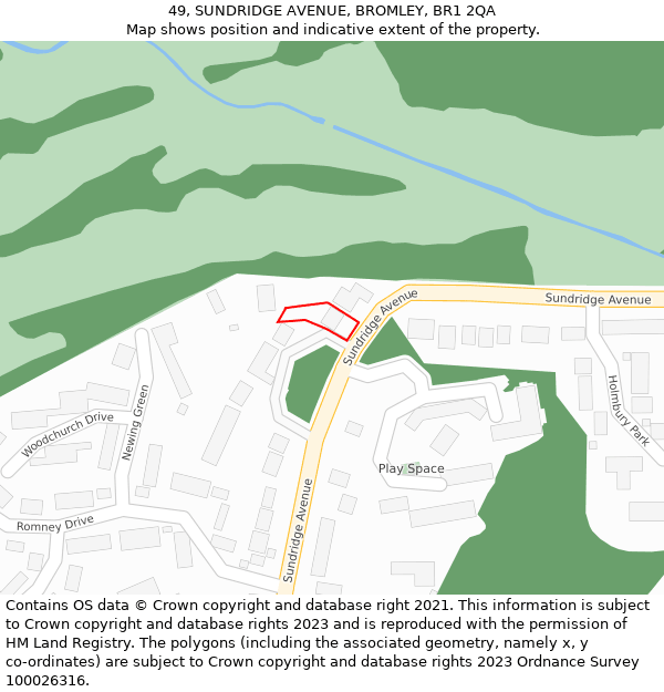 49, SUNDRIDGE AVENUE, BROMLEY, BR1 2QA: Location map and indicative extent of plot