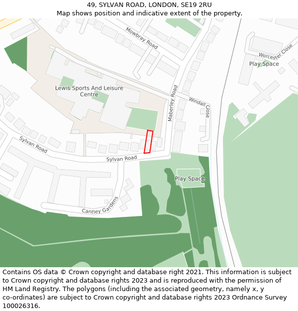 49, SYLVAN ROAD, LONDON, SE19 2RU: Location map and indicative extent of plot