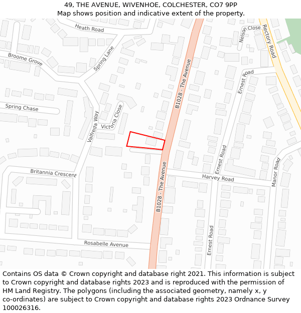 49, THE AVENUE, WIVENHOE, COLCHESTER, CO7 9PP: Location map and indicative extent of plot