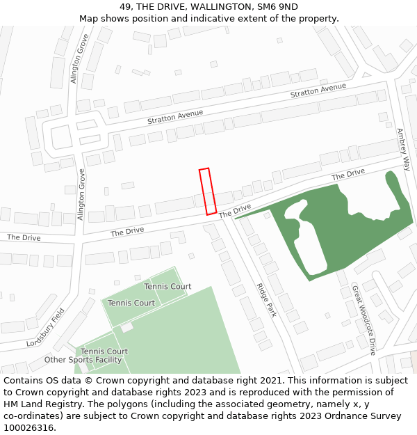 49, THE DRIVE, WALLINGTON, SM6 9ND: Location map and indicative extent of plot