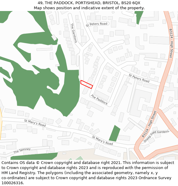 49, THE PADDOCK, PORTISHEAD, BRISTOL, BS20 6QX: Location map and indicative extent of plot