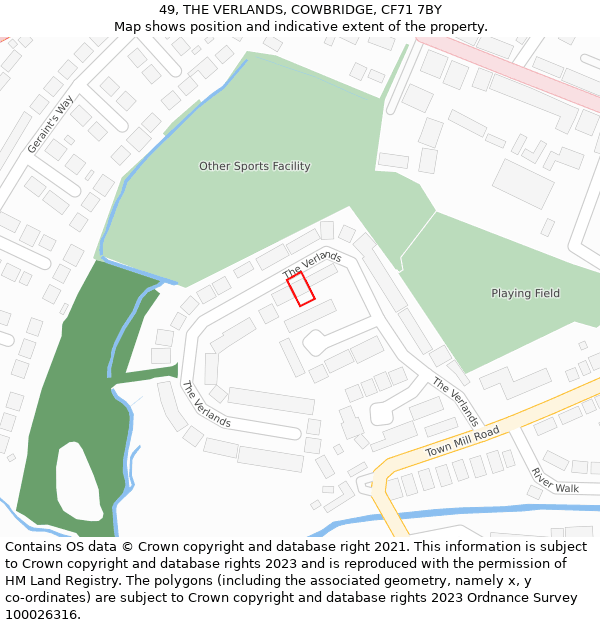 49, THE VERLANDS, COWBRIDGE, CF71 7BY: Location map and indicative extent of plot