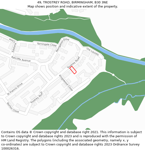 49, TROSTREY ROAD, BIRMINGHAM, B30 3NE: Location map and indicative extent of plot