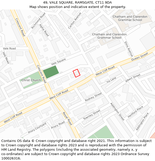 49, VALE SQUARE, RAMSGATE, CT11 9DA: Location map and indicative extent of plot