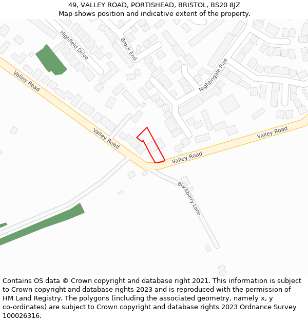 49, VALLEY ROAD, PORTISHEAD, BRISTOL, BS20 8JZ: Location map and indicative extent of plot