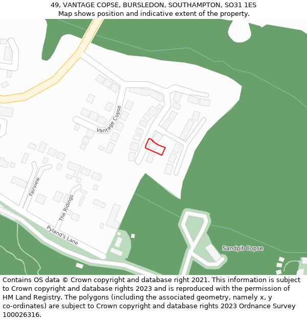 49, VANTAGE COPSE, BURSLEDON, SOUTHAMPTON, SO31 1ES: Location map and indicative extent of plot