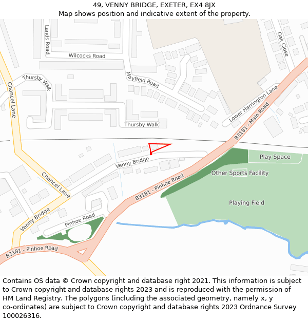 49, VENNY BRIDGE, EXETER, EX4 8JX: Location map and indicative extent of plot