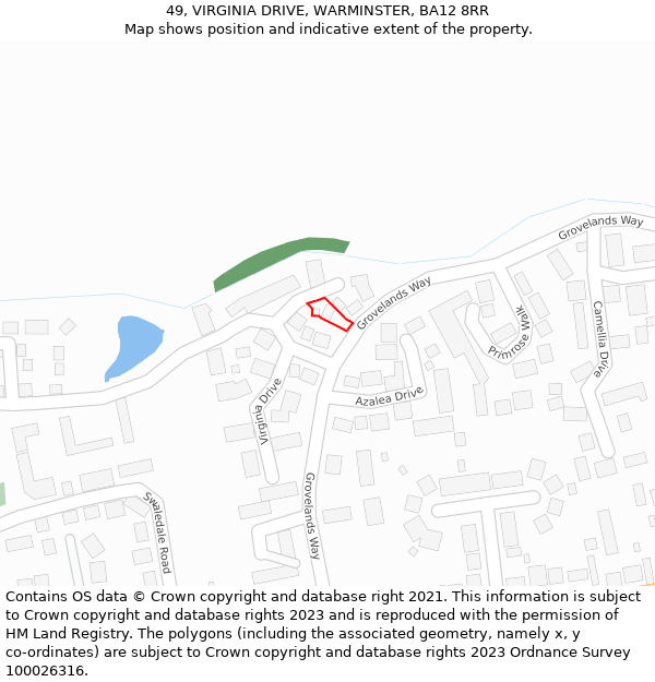 49, VIRGINIA DRIVE, WARMINSTER, BA12 8RR: Location map and indicative extent of plot