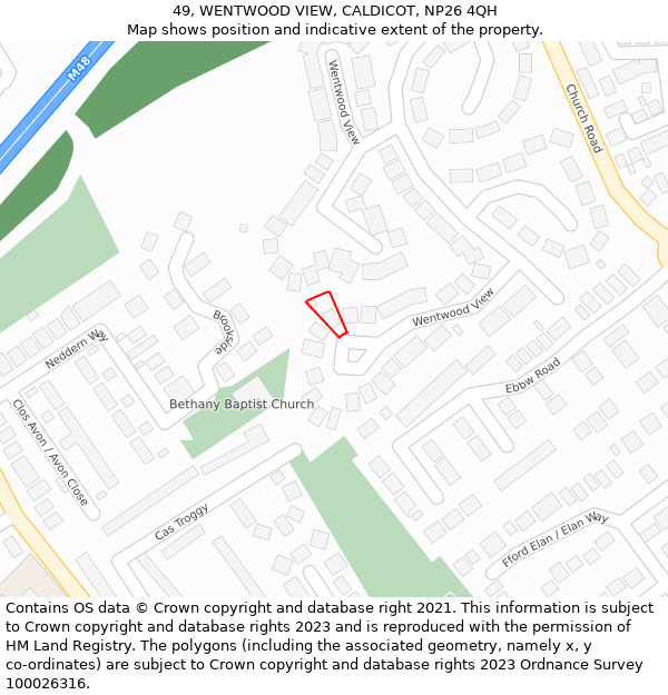 49, WENTWOOD VIEW, CALDICOT, NP26 4QH: Location map and indicative extent of plot