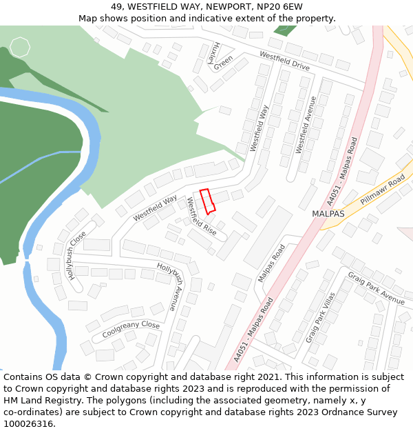 49, WESTFIELD WAY, NEWPORT, NP20 6EW: Location map and indicative extent of plot
