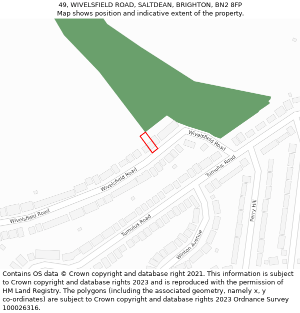 49, WIVELSFIELD ROAD, SALTDEAN, BRIGHTON, BN2 8FP: Location map and indicative extent of plot