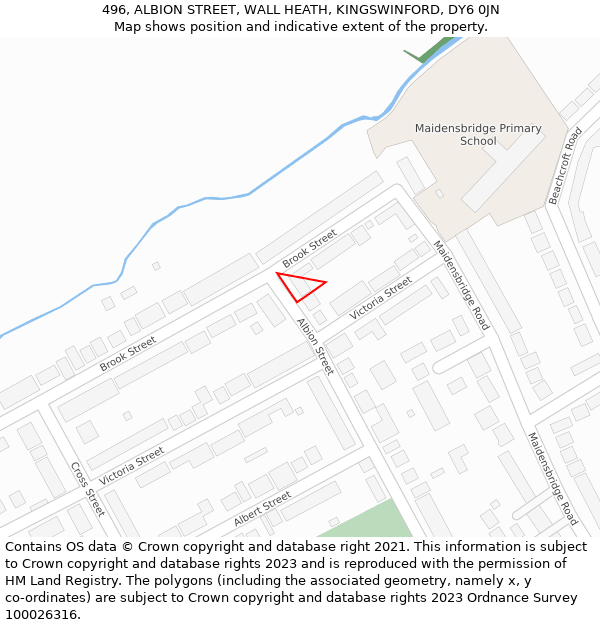 496, ALBION STREET, WALL HEATH, KINGSWINFORD, DY6 0JN: Location map and indicative extent of plot