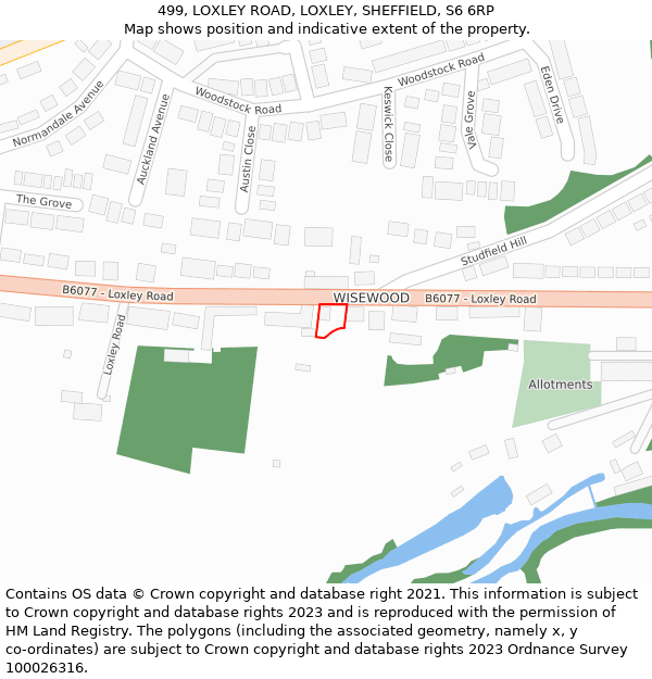 499, LOXLEY ROAD, LOXLEY, SHEFFIELD, S6 6RP: Location map and indicative extent of plot