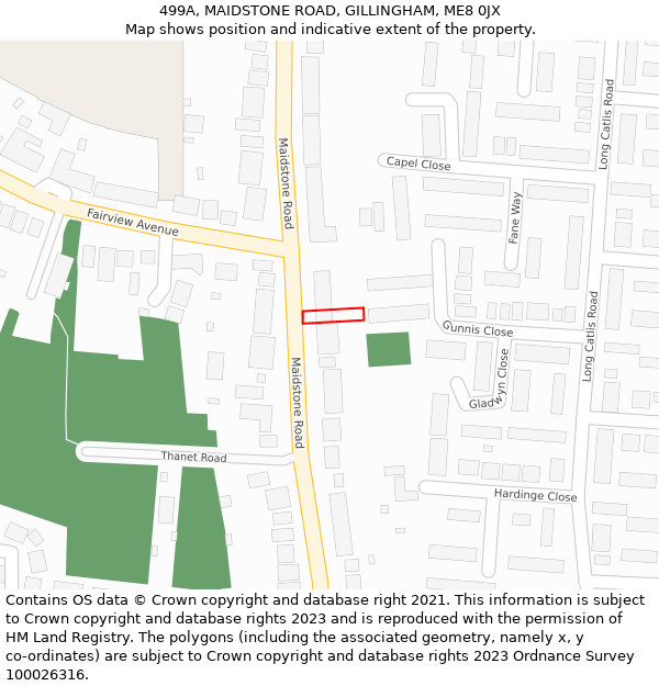 499A, MAIDSTONE ROAD, GILLINGHAM, ME8 0JX: Location map and indicative extent of plot