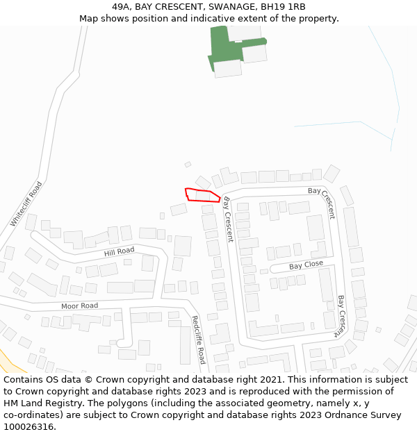 49A, BAY CRESCENT, SWANAGE, BH19 1RB: Location map and indicative extent of plot