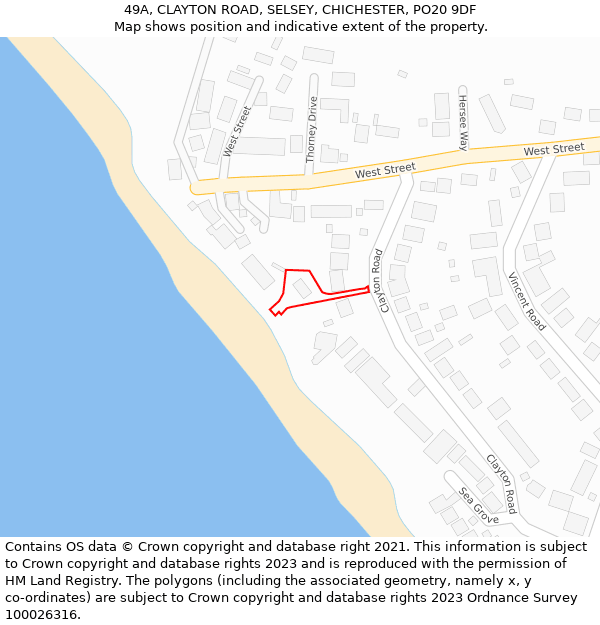 49A, CLAYTON ROAD, SELSEY, CHICHESTER, PO20 9DF: Location map and indicative extent of plot