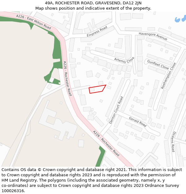 49A, ROCHESTER ROAD, GRAVESEND, DA12 2JN: Location map and indicative extent of plot