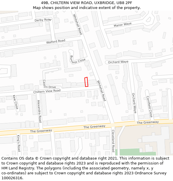 49B, CHILTERN VIEW ROAD, UXBRIDGE, UB8 2PF: Location map and indicative extent of plot