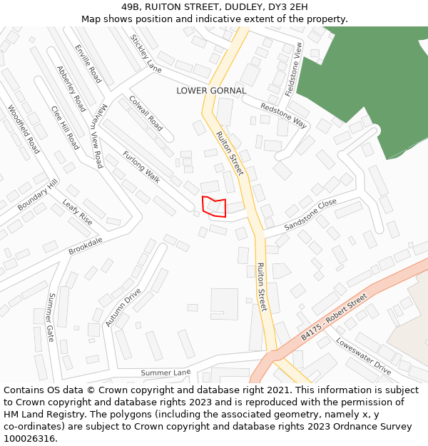 49B, RUITON STREET, DUDLEY, DY3 2EH: Location map and indicative extent of plot