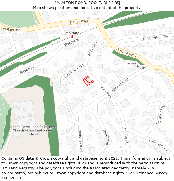 4A, ALTON ROAD, POOLE, BH14 8SJ: Location map and indicative extent of plot