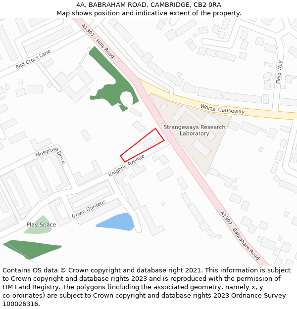 4A, BABRAHAM ROAD, CAMBRIDGE, CB2 0RA: Location map and indicative extent of plot