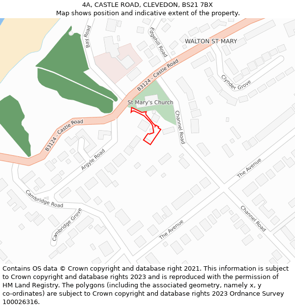 4A, CASTLE ROAD, CLEVEDON, BS21 7BX: Location map and indicative extent of plot