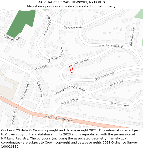 4A, CHAUCER ROAD, NEWPORT, NP19 8HQ: Location map and indicative extent of plot