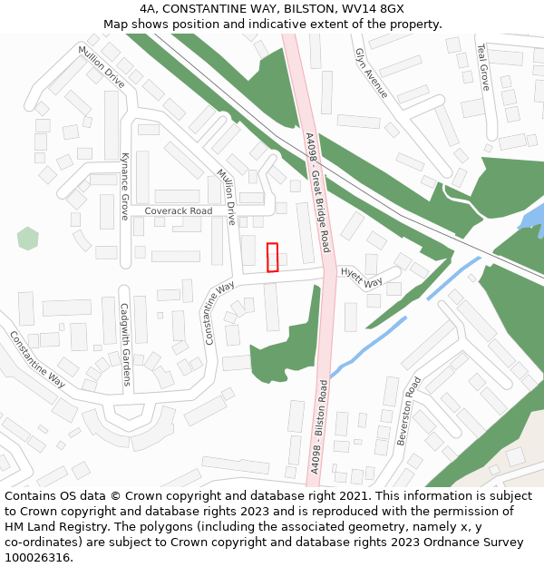 4A, CONSTANTINE WAY, BILSTON, WV14 8GX: Location map and indicative extent of plot