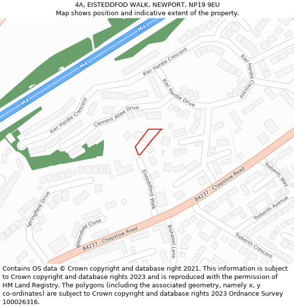 4A, EISTEDDFOD WALK, NEWPORT, NP19 9EU: Location map and indicative extent of plot