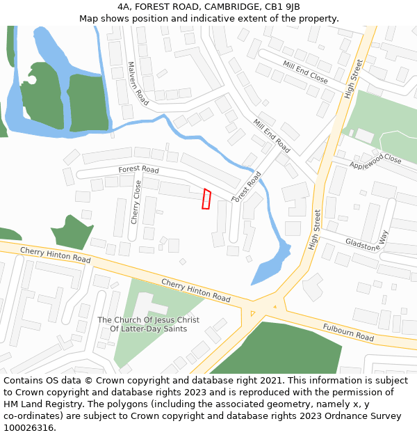 4A, FOREST ROAD, CAMBRIDGE, CB1 9JB: Location map and indicative extent of plot