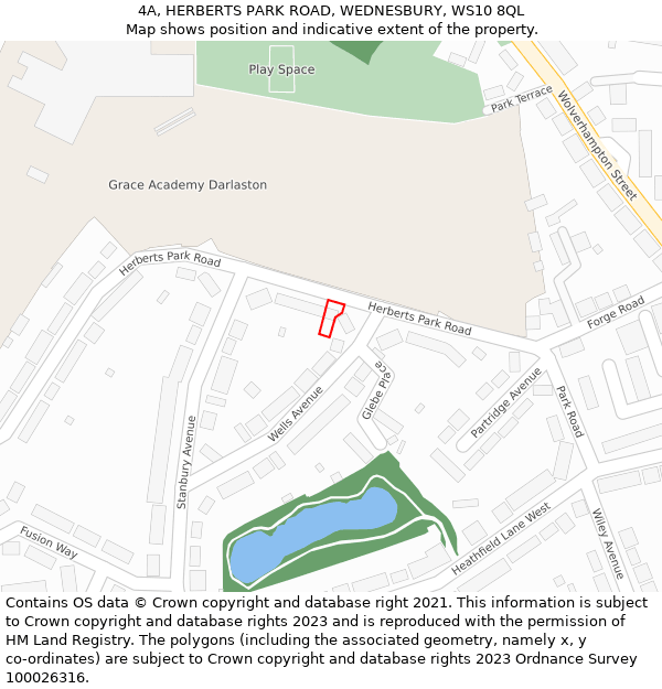 4A, HERBERTS PARK ROAD, WEDNESBURY, WS10 8QL: Location map and indicative extent of plot