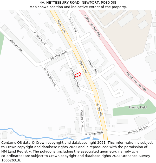 4A, HEYTESBURY ROAD, NEWPORT, PO30 5JG: Location map and indicative extent of plot