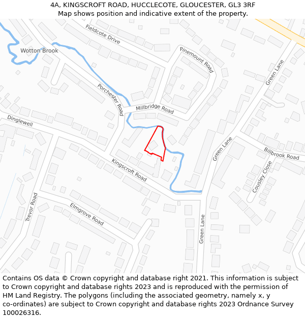 4A, KINGSCROFT ROAD, HUCCLECOTE, GLOUCESTER, GL3 3RF: Location map and indicative extent of plot