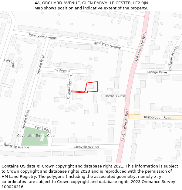 4A, ORCHARD AVENUE, GLEN PARVA, LEICESTER, LE2 9JN: Location map and indicative extent of plot